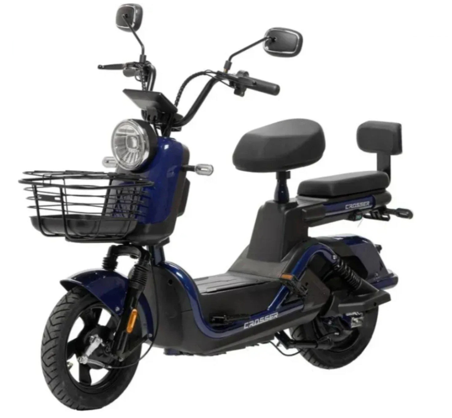 Електроскутер двомісний Crosser CR2 800W 60V 24Ah графенові АБК Синій