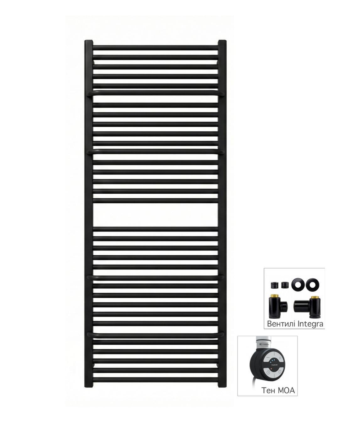 Полотенцесушитель комбинированный Terma LIMA с ТЭНом MOA и вентилем Integr 1460x600 мм Black Mat (878)
