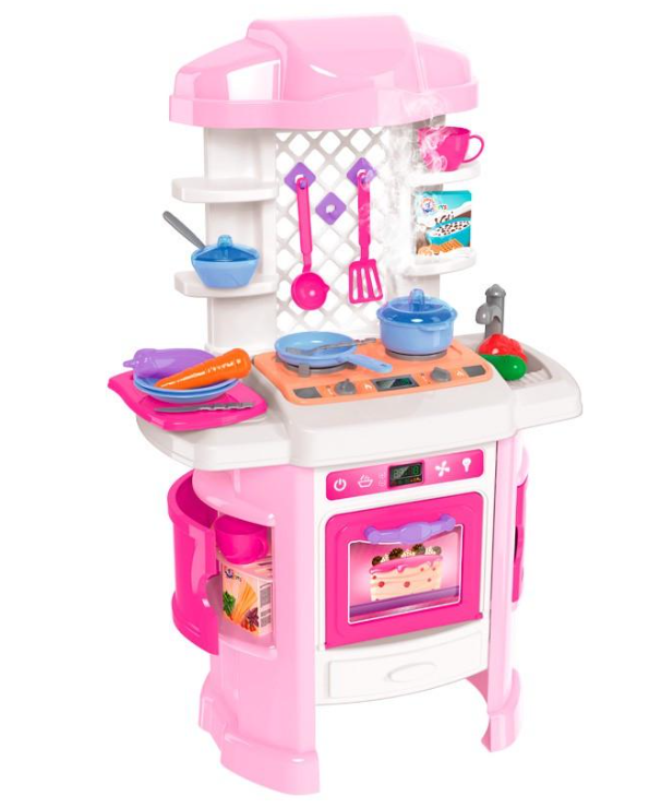 Детский игровой набор ТехноК Кухня с аксессуарами из пластика 81х51х30 см Розовый (150-98-TH6696)