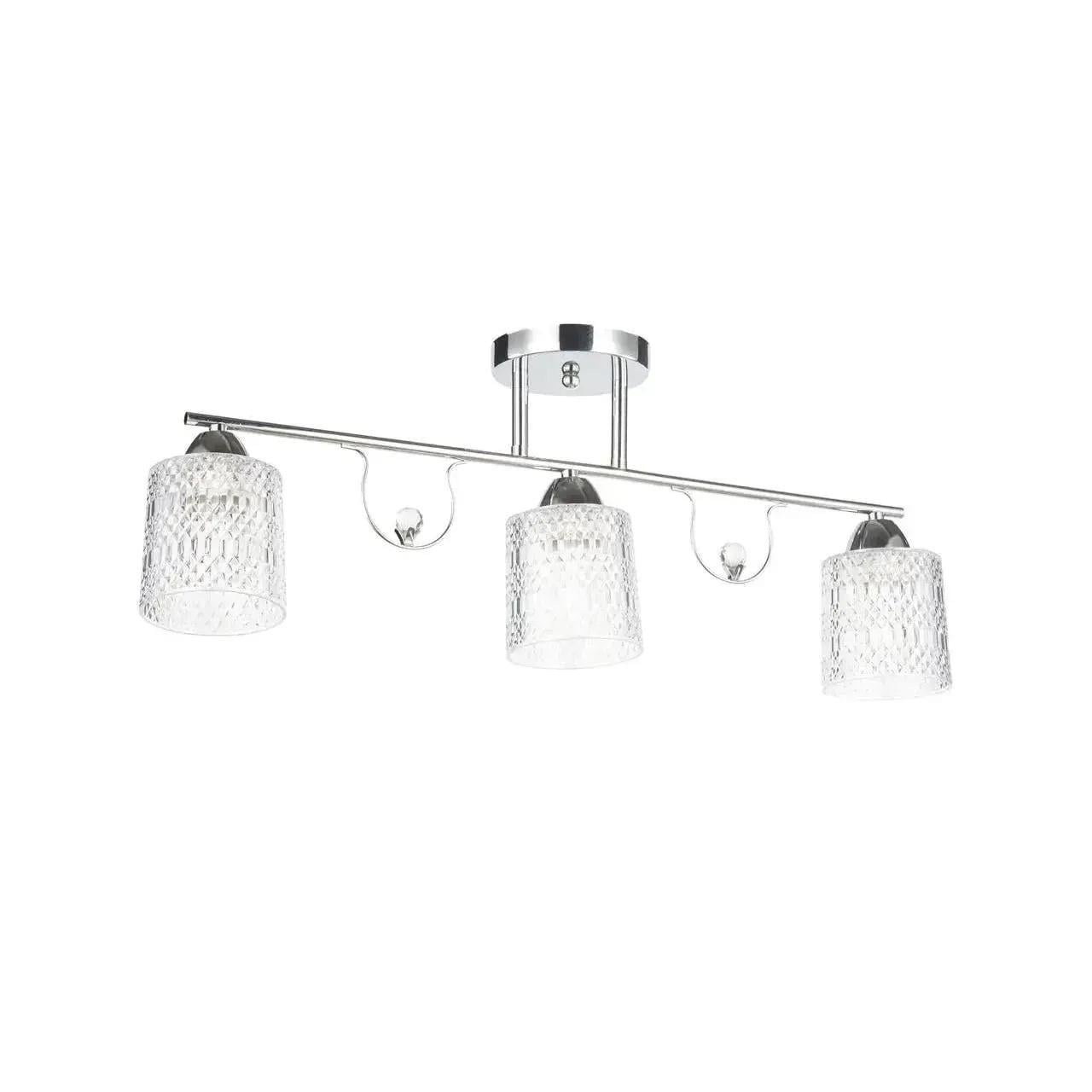 Люстра потолочная Interees V 6278-3 CR с плафонами на металлической планке под три лампы Е27 IP20 60W Хром (00000140754)