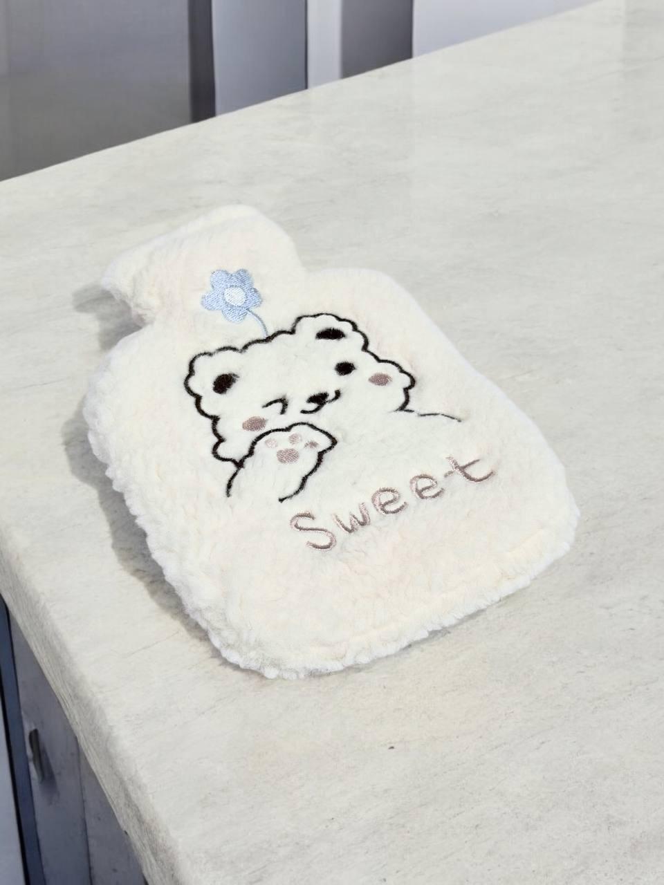Грелка для тела водяная Laska Sweet искусственный мех 350 мл 21x15 см Молочный (32111) - фото 2