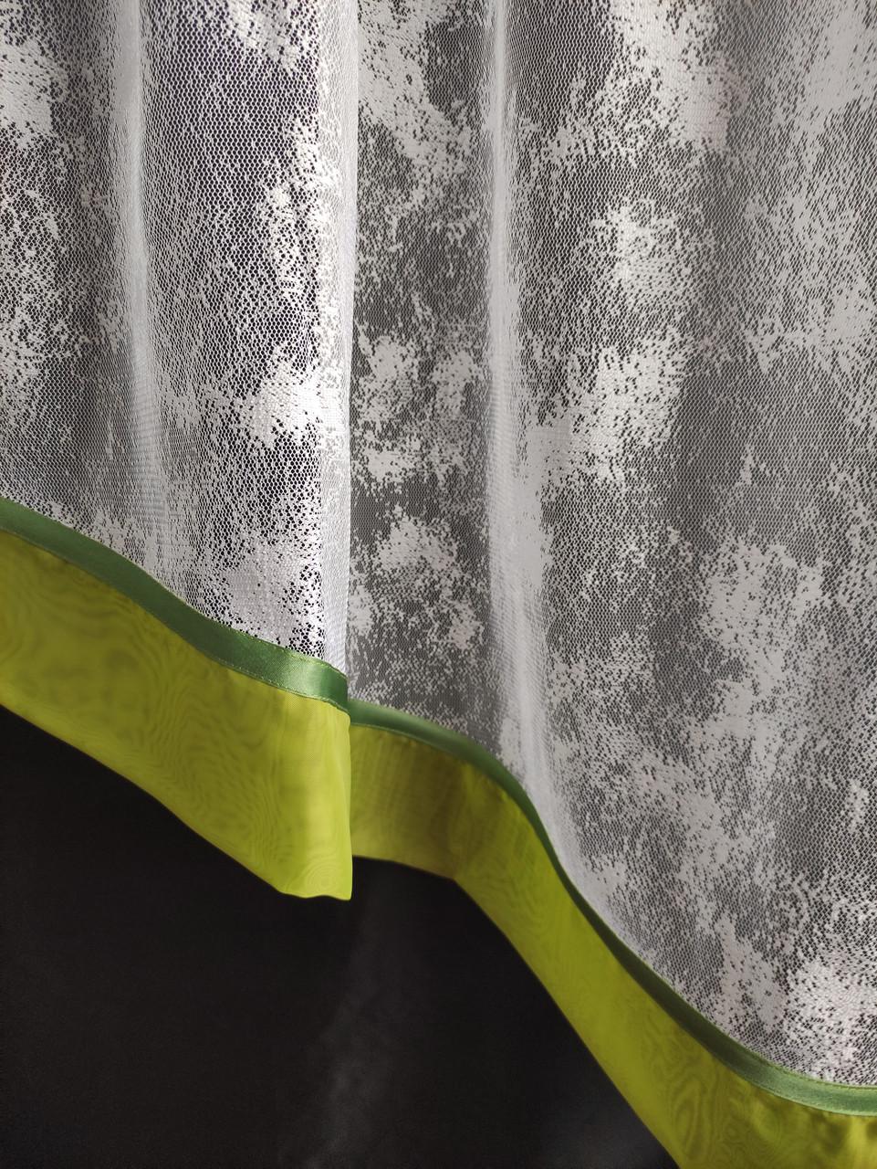 Занавеска аркой 280х165 см Белый с зеленым (шимр-02) - фото 3