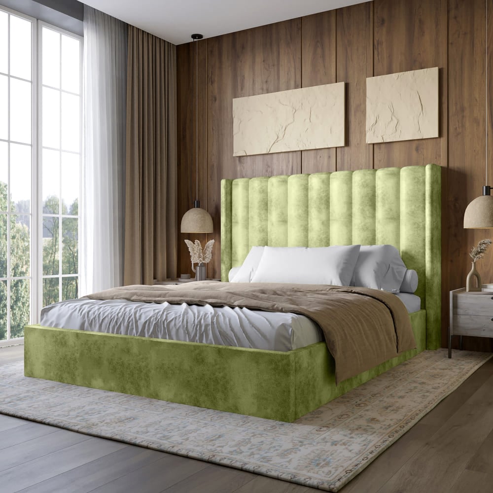 Кровать двуспальная Lion Нино Silk 201 180x200 см Фисташковый (Lion-041404)