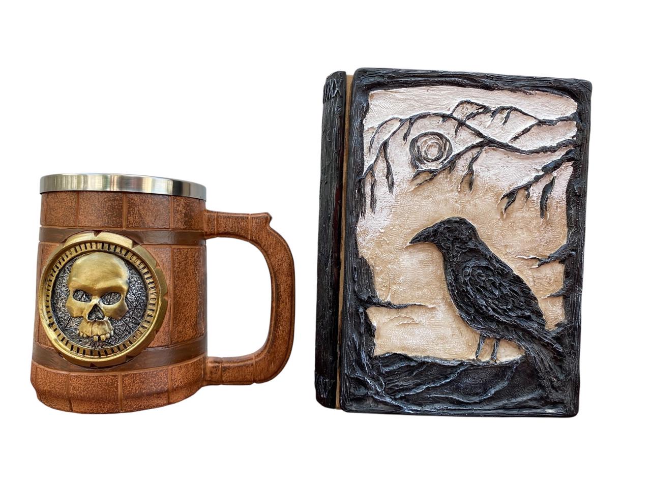 Подарочный набор Кружка 3D Череп Gold Rose/Блокнот 3D Тень Ворона (2746584771)