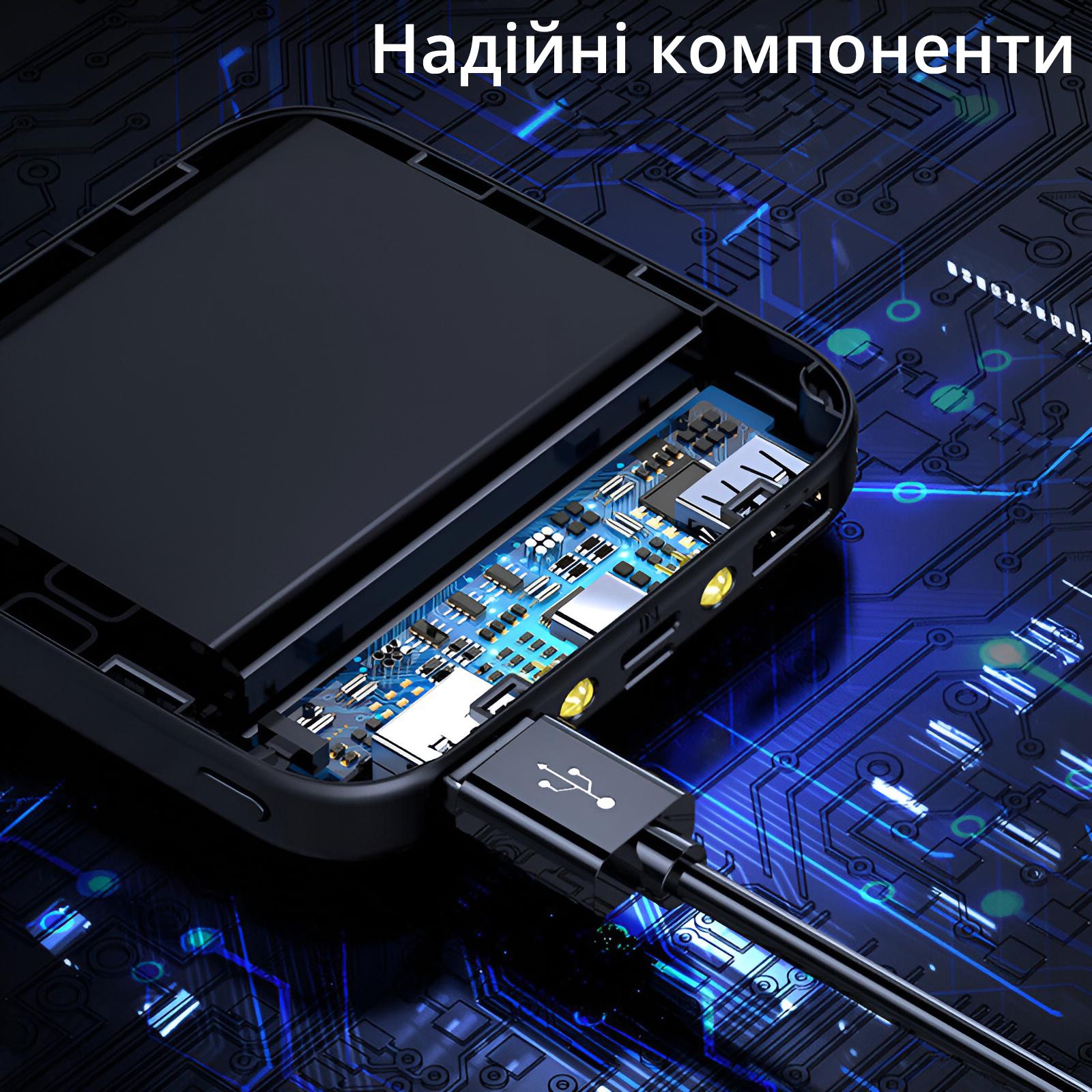 Портативний акумулятор Power Bank компактний/зовнішній 6000 mAh на 2 USB виходи Чорний - фото 6