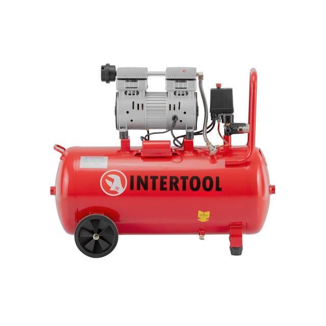 Компрессор Intertool PT-0025 50 л 0,75 кВт 230 В 8 атм 145 л/мин 1400 об/мин безмасляный 2 цилиндра 68 дБ