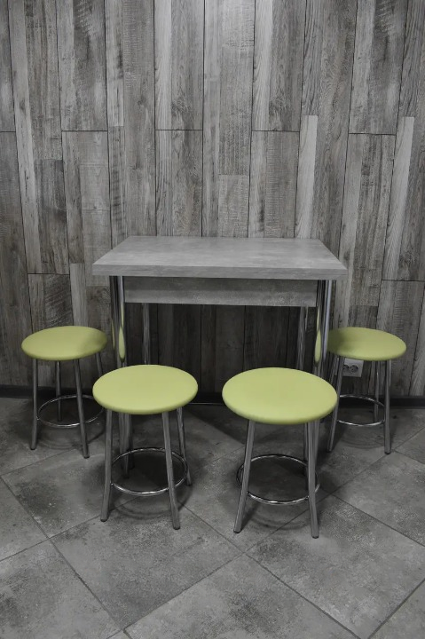 Кухонний комплект Оскар стіл розкладний/табурети 4 шт. в хром-корпусі 60х80/80х120х75 см Бетон/Салатовий (28374373)