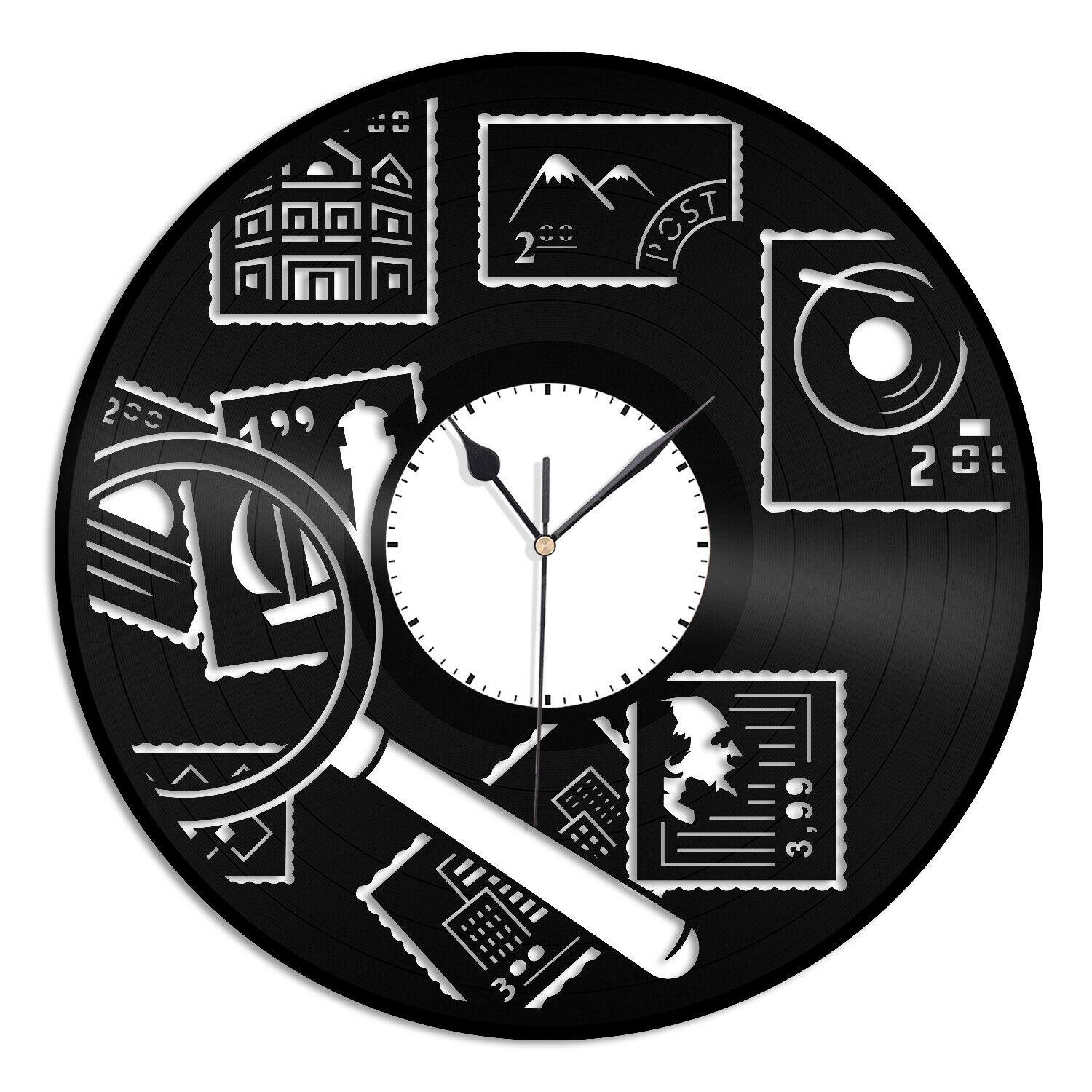 Часы настенные Филателист 1862 из виниловой пластинки