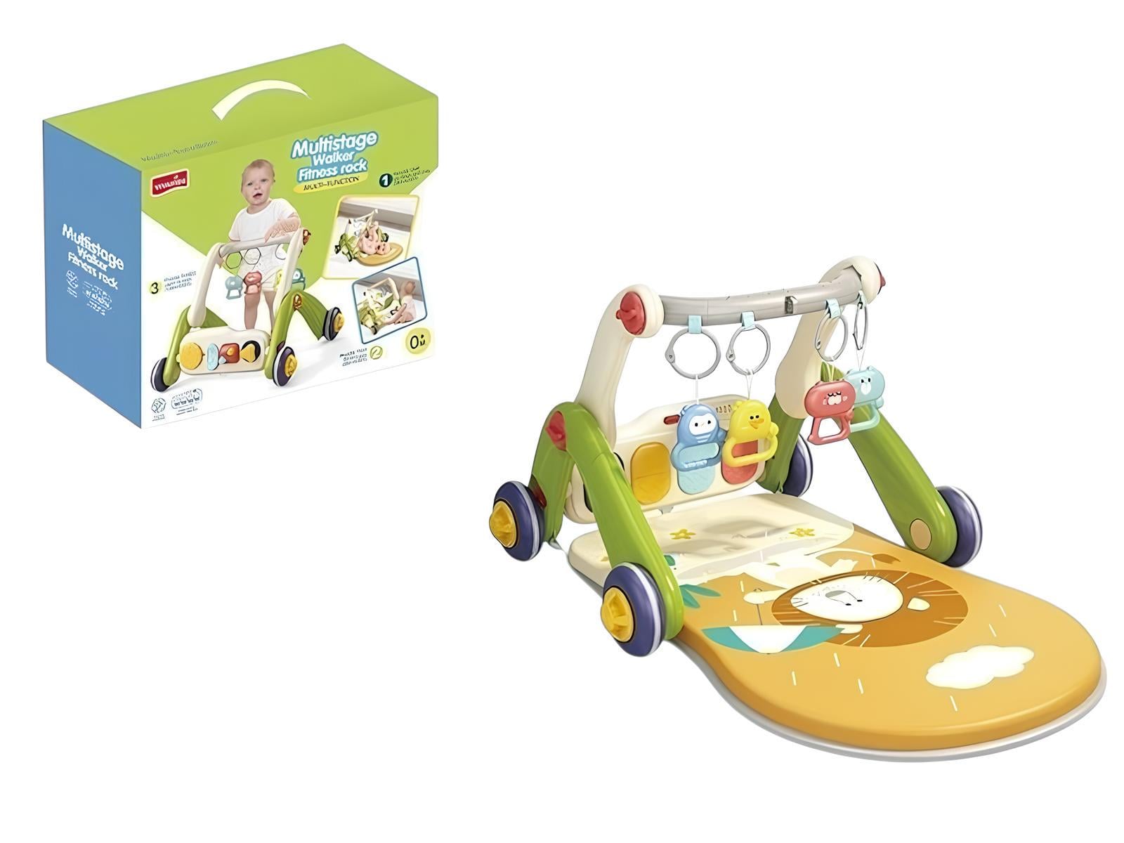 Ходунки-коврик с изображением льва и погремушками (152314)