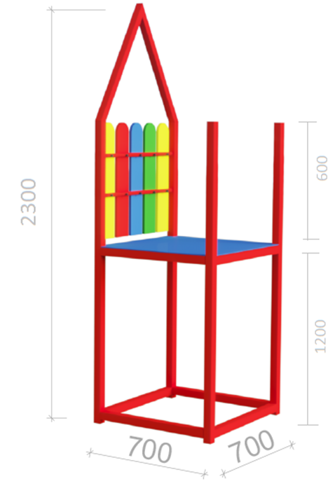 Элемент башня Tobi Sho металлическая уличная под качелю с деревянными перилами 700х700х2300 мм - фото 2