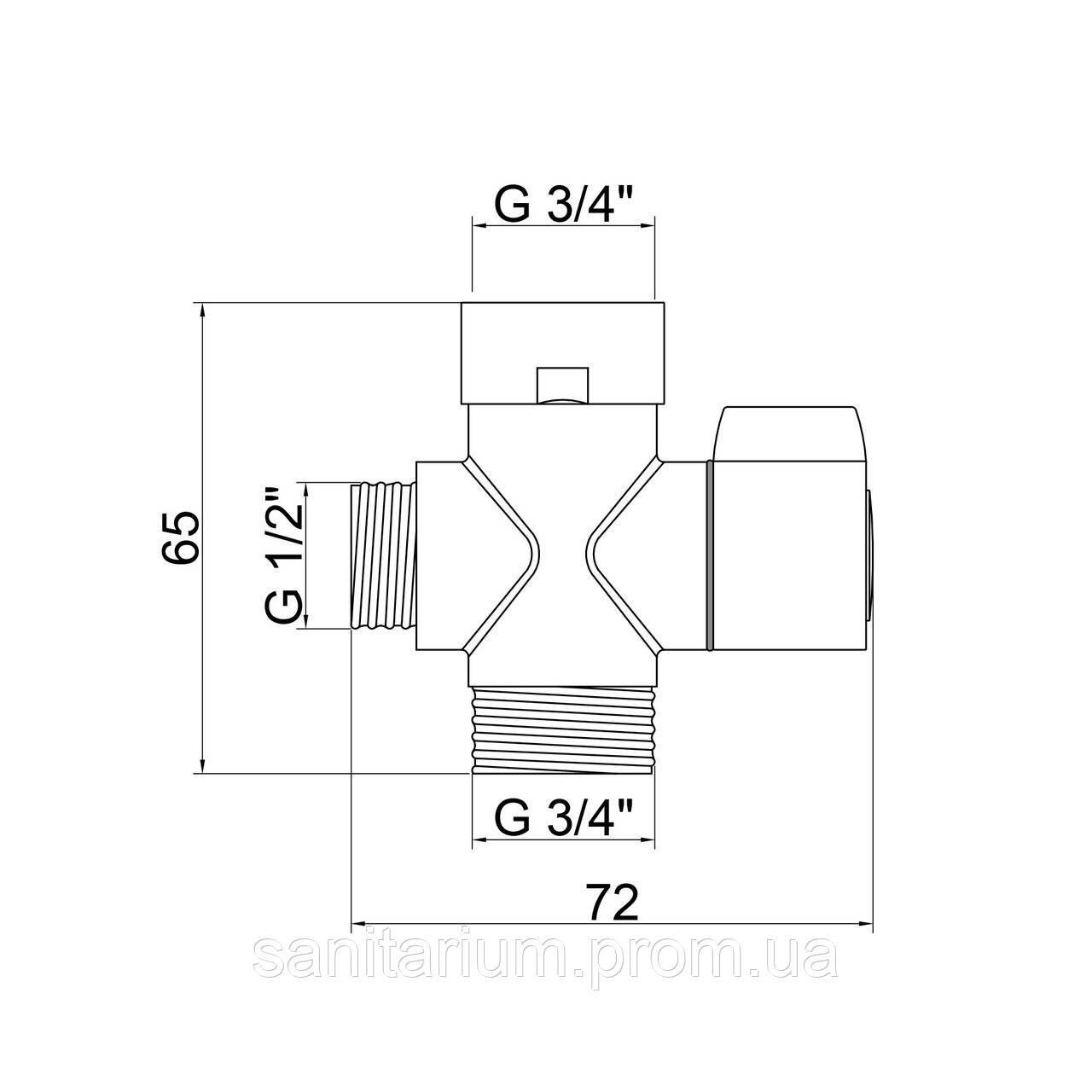 Переключатель душа из лейки на излив Luna латунный (san01zx09) - фото 6