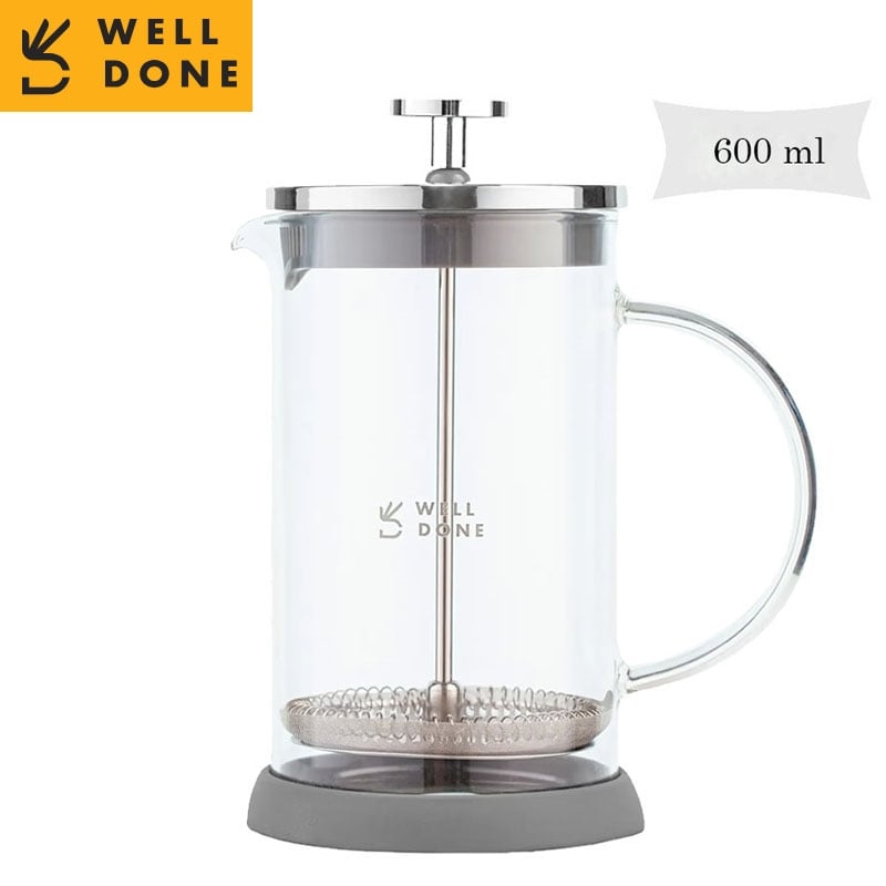 Заварник Well Done WD-8036B френч-пресс стеклянный 600 мл (26202752) - фото 2 Заварник Well Done WD-8036B френч-пресс стеклянный 600 мл (26202752) - фото 2