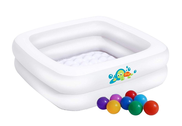 Бассейн надувной детский BW виниловый с надувным дном и шариками на 84 л Белый (21-9-51116-1 BW)