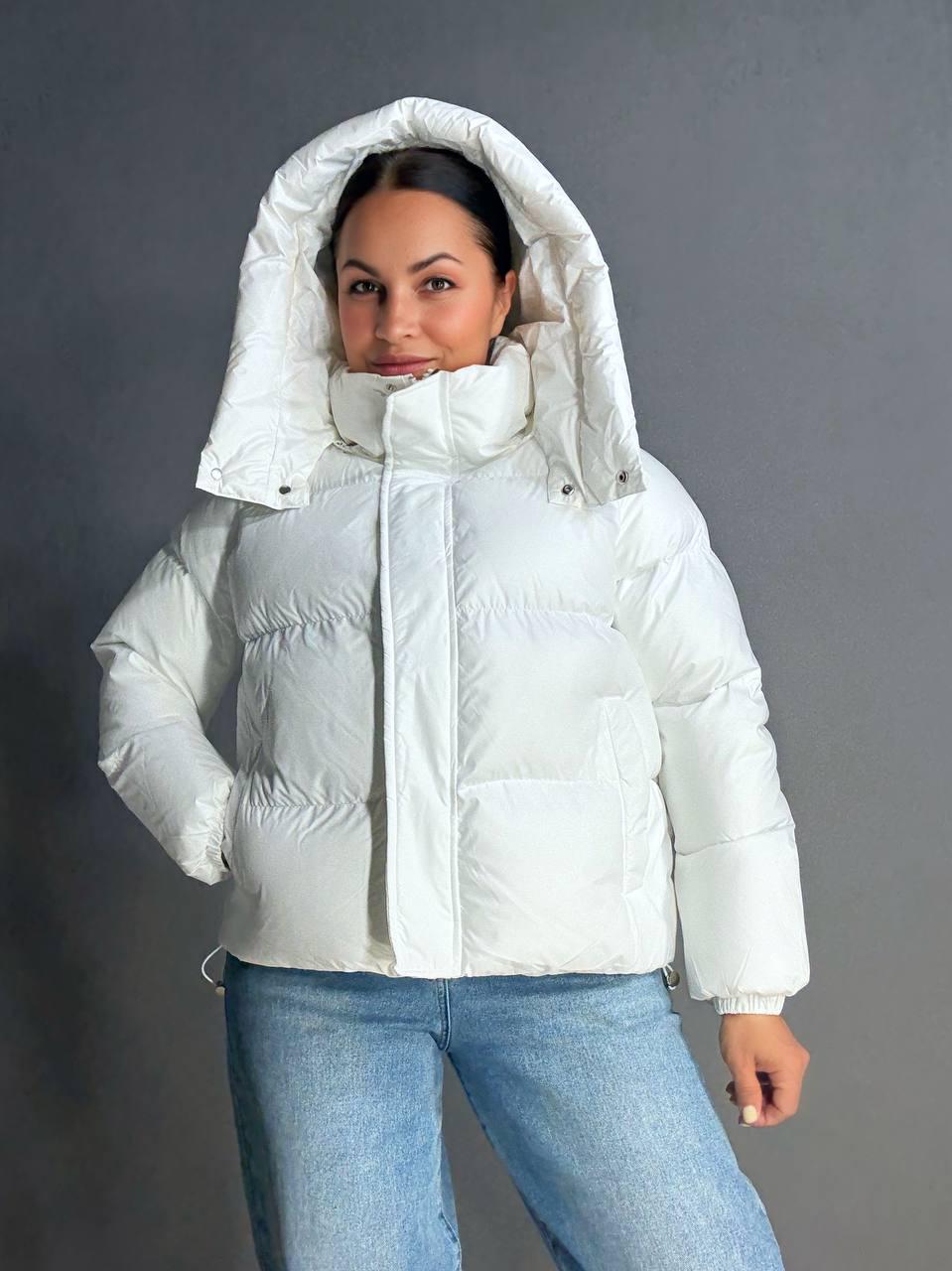 Куртка женская Lady Yep 10005 дутая пуффер с капюшоном р. 46 Белый - фото 5 Куртка женская Lady Yep 10005 дутая пуффер с капюшоном р. 46 Белый - фото 5