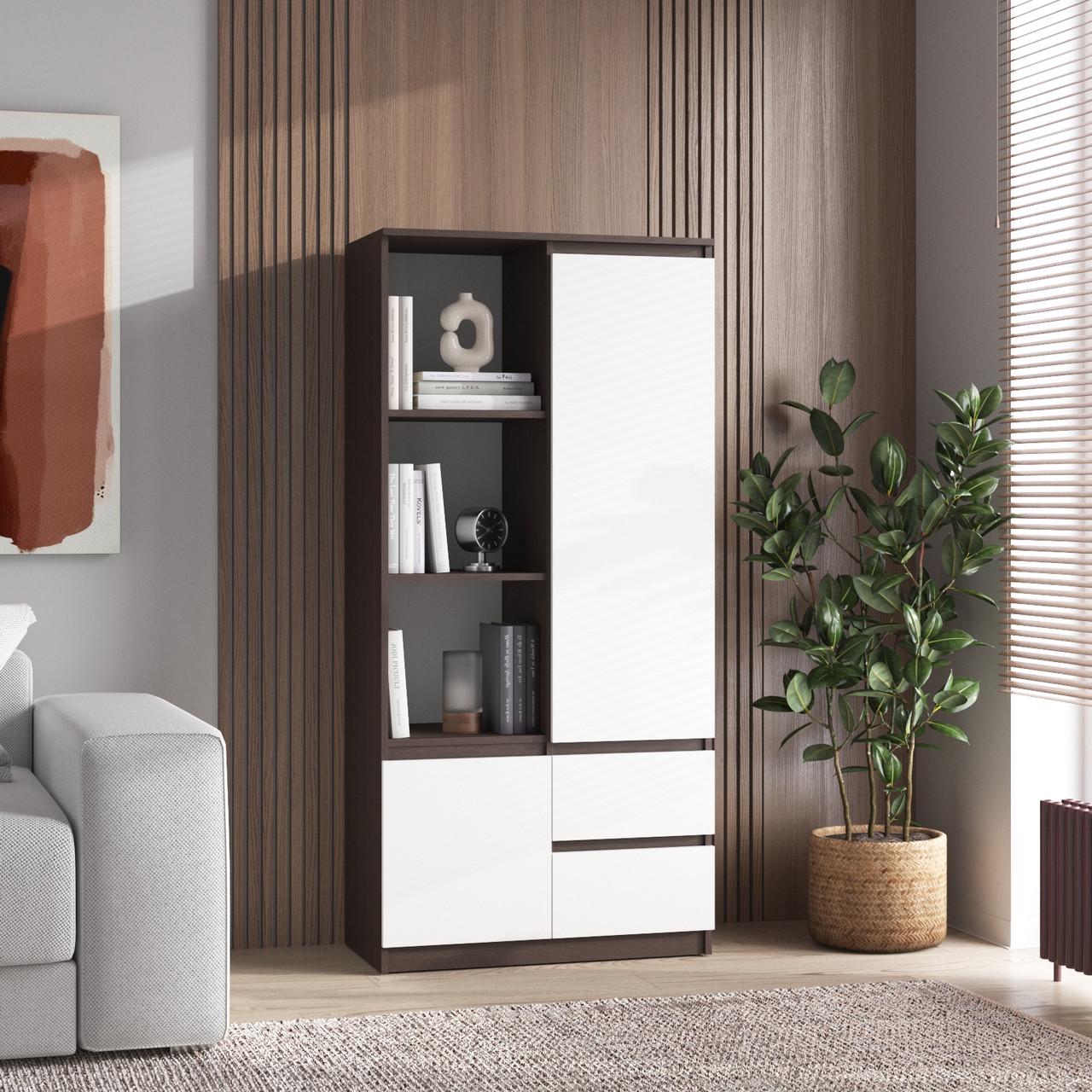 Шафа-пенал Вайс R-26 802х400х1691 мм Венге Темний/Білий фасад (30774164)