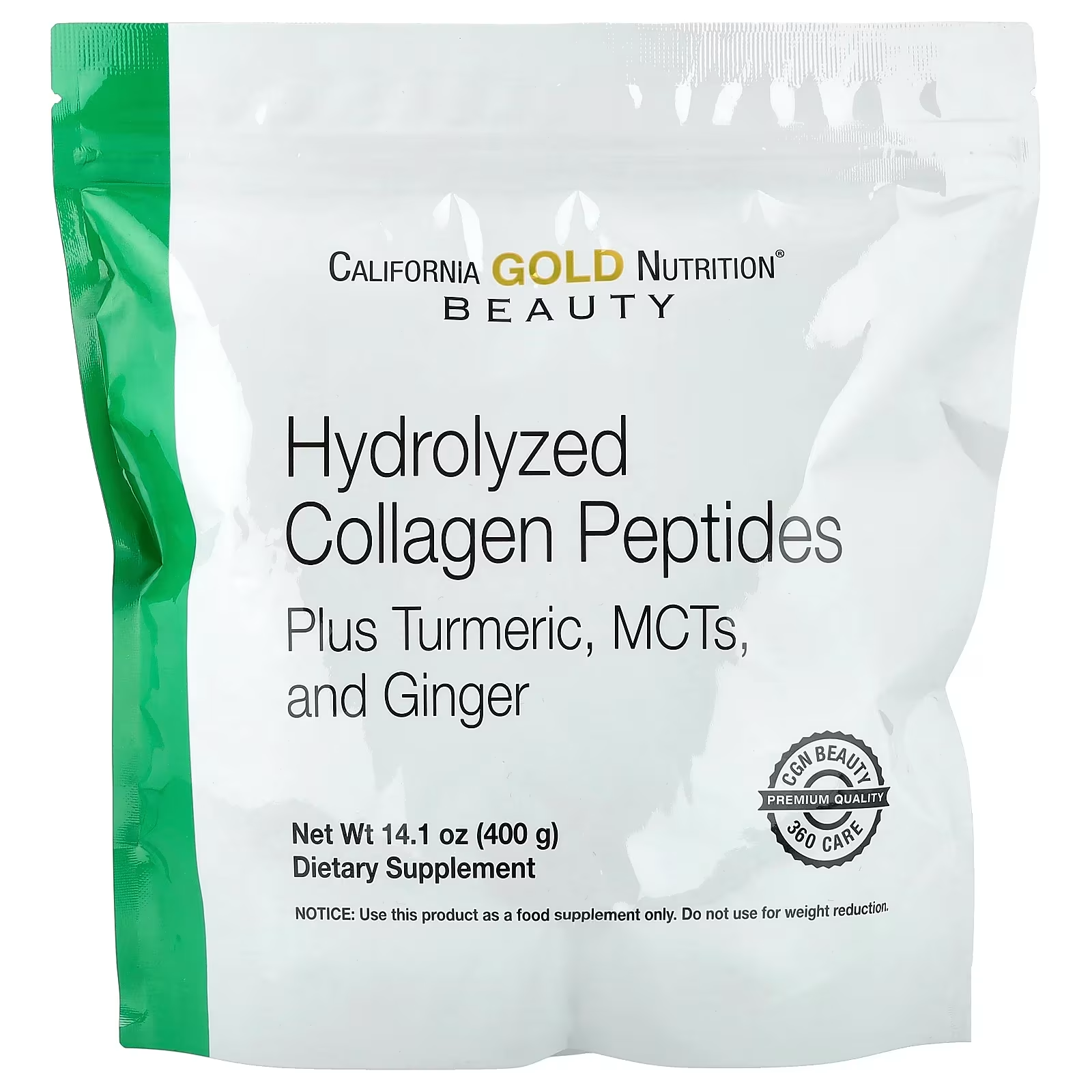 Натуральная добавка California Gold Nutrition Коллаген с куркумой MCT и имбирем 400 г (33968858)