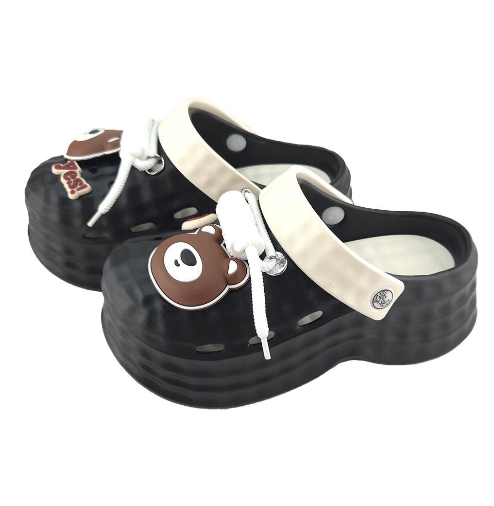 Кроксы женские с джибитсами р. 35/36 23 см Черный (2503-5-2) - фото 2