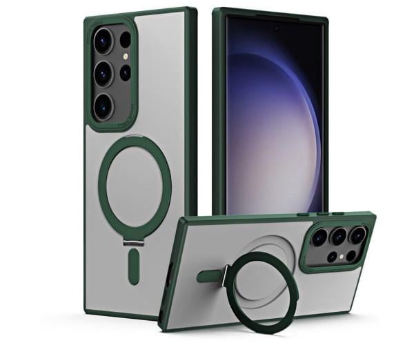 Чехол - накладка Magsafe Magnetic Ring для Samsung Galaxy S23 Ultra с магнитным кольцом Зеленый