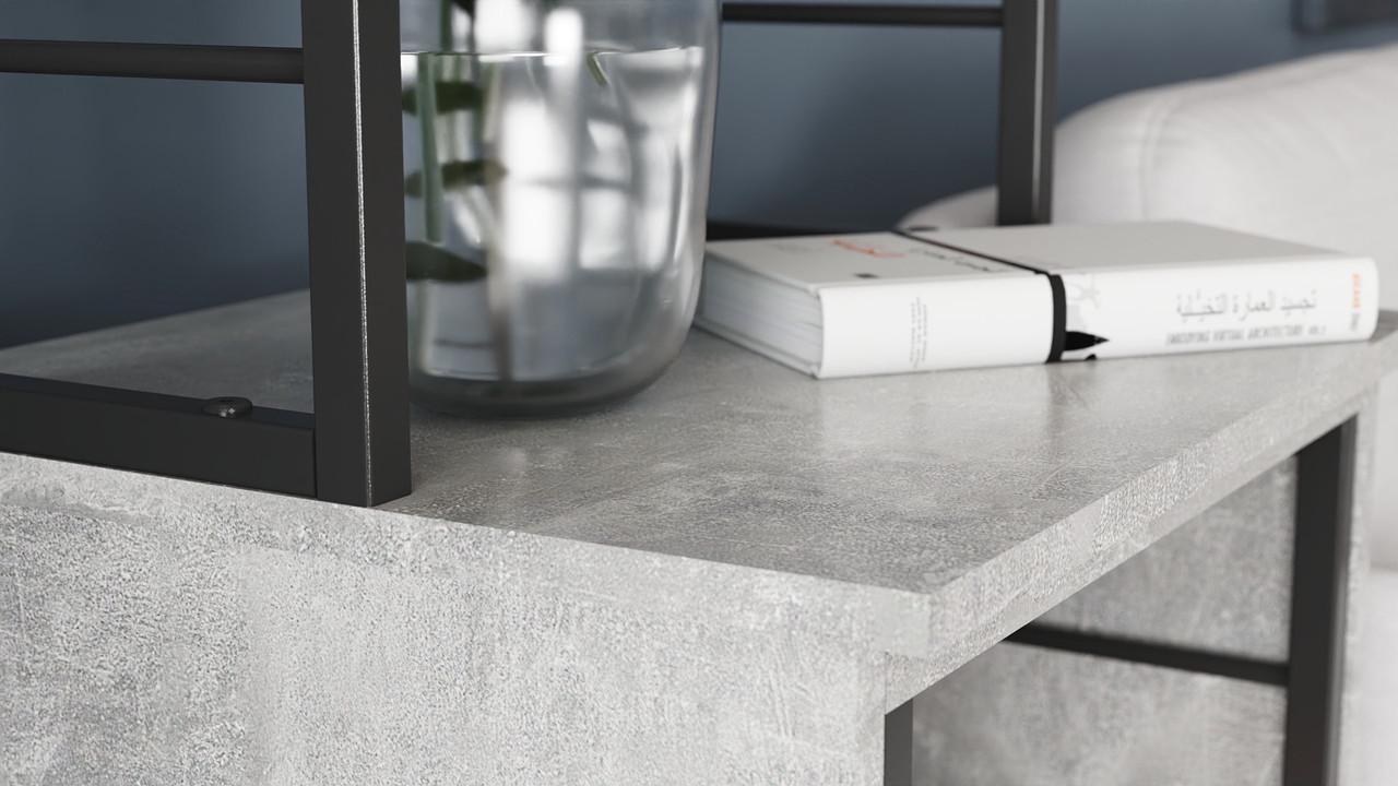 Стол-тумба трансформер Ferrum-decor Смарт 3/1 с этажеркой металл/ДСП 16 мм 1430x1450x500 мм Черный/Бетон (FRD-105115) - фото 7 Стол-тумба трансформер Ferrum-decor Смарт 3/1 с этажеркой металл/ДСП 16 мм 1430x1450x500 мм Черный/Бетон (FRD-105115) - фото 7