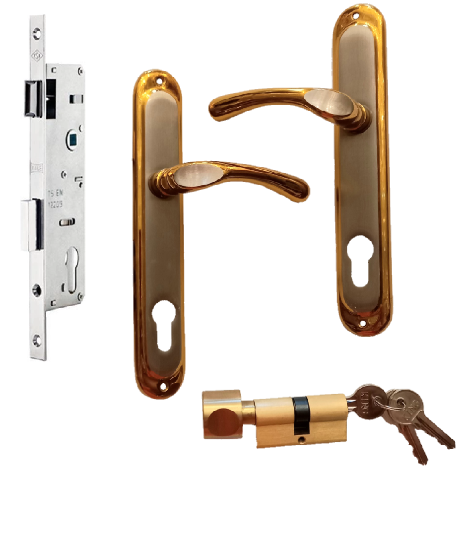 Комплект дверной фурнитуры замок узкопрофильный Kale/ручки из латуни/цилиндр (11509190)