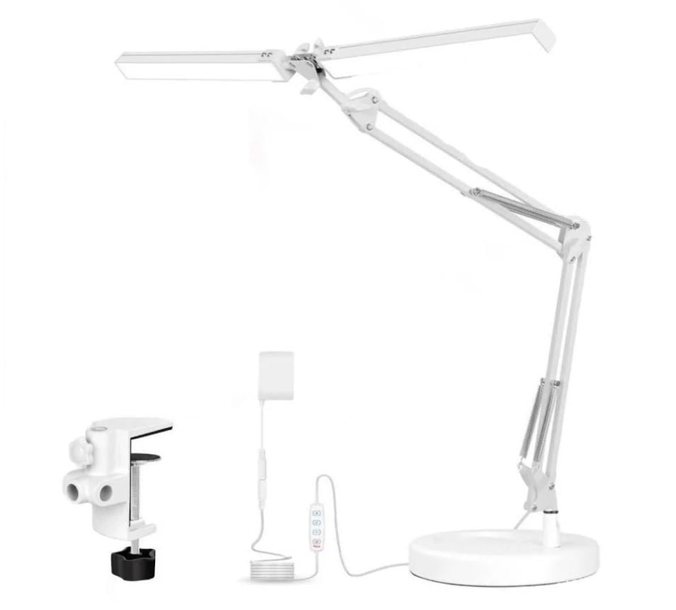 Настільна LED лампа FX-320 24 Вт на підставці та струбціні подвійна Білий