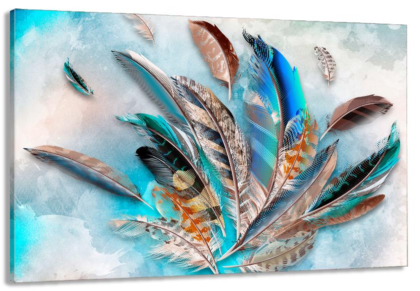 Картина на холсте в гостиную/спальню Абстракция Перья 90х180 см (MLP_277)