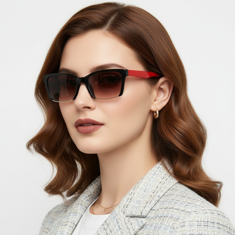 Окуляри жіночі напівобідкові/тоновані для читання водіння та захисту очей плюс та мінус -3.75 (0482)