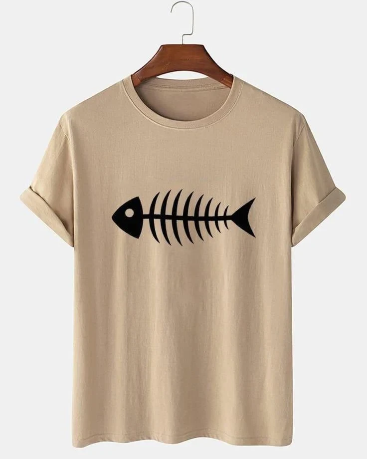 Футболка мужская с принтом Pin-000-589 повседневная XL Бежевый (2664093707)