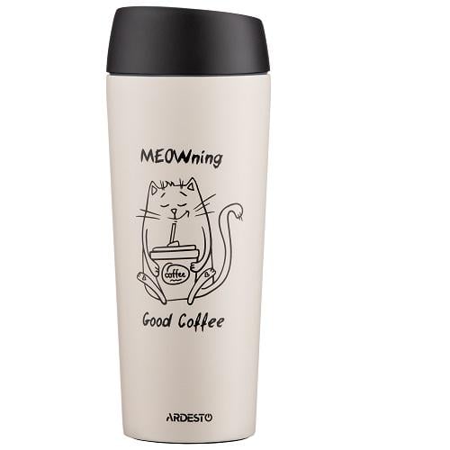 Термокружка Ardesto Coffee Time Meowning AR2645WC 450 мл Бежевый - фото 2 Термокружка Ardesto Coffee Time Meowning AR2645WC 450 мл Бежевый - фото 2