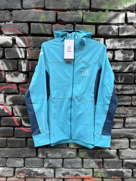 Кофта флісова жіноча Haglöfs LIM Mid Comp Hood тепла на кожен день светр на замок L Блакитний (20)