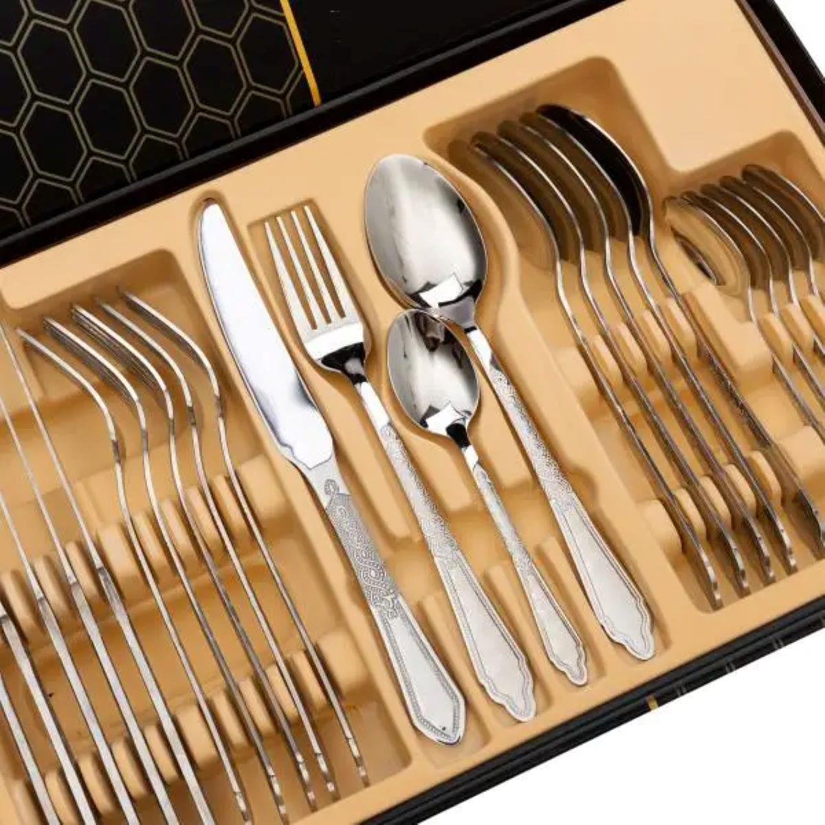 Набор столовых приборов на 6 персон 24 предмета Серебреный (25905615) - фото 6