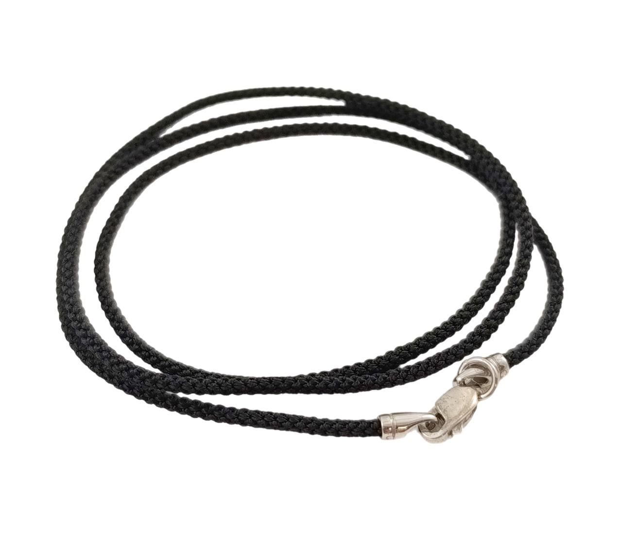 Шнурок шелковый с серебряной застежкой 50 см 2 мм (6801-50)