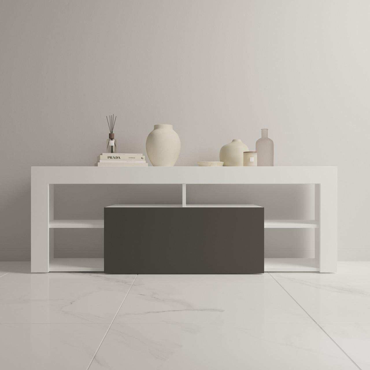 Тумба под телевизор с полками K-140 1400х350х486 мм Белый/Антрацит