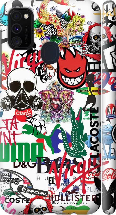 Чехол на Samsung Galaxy M21 M215F Many different logos (4022m-2016-42517)