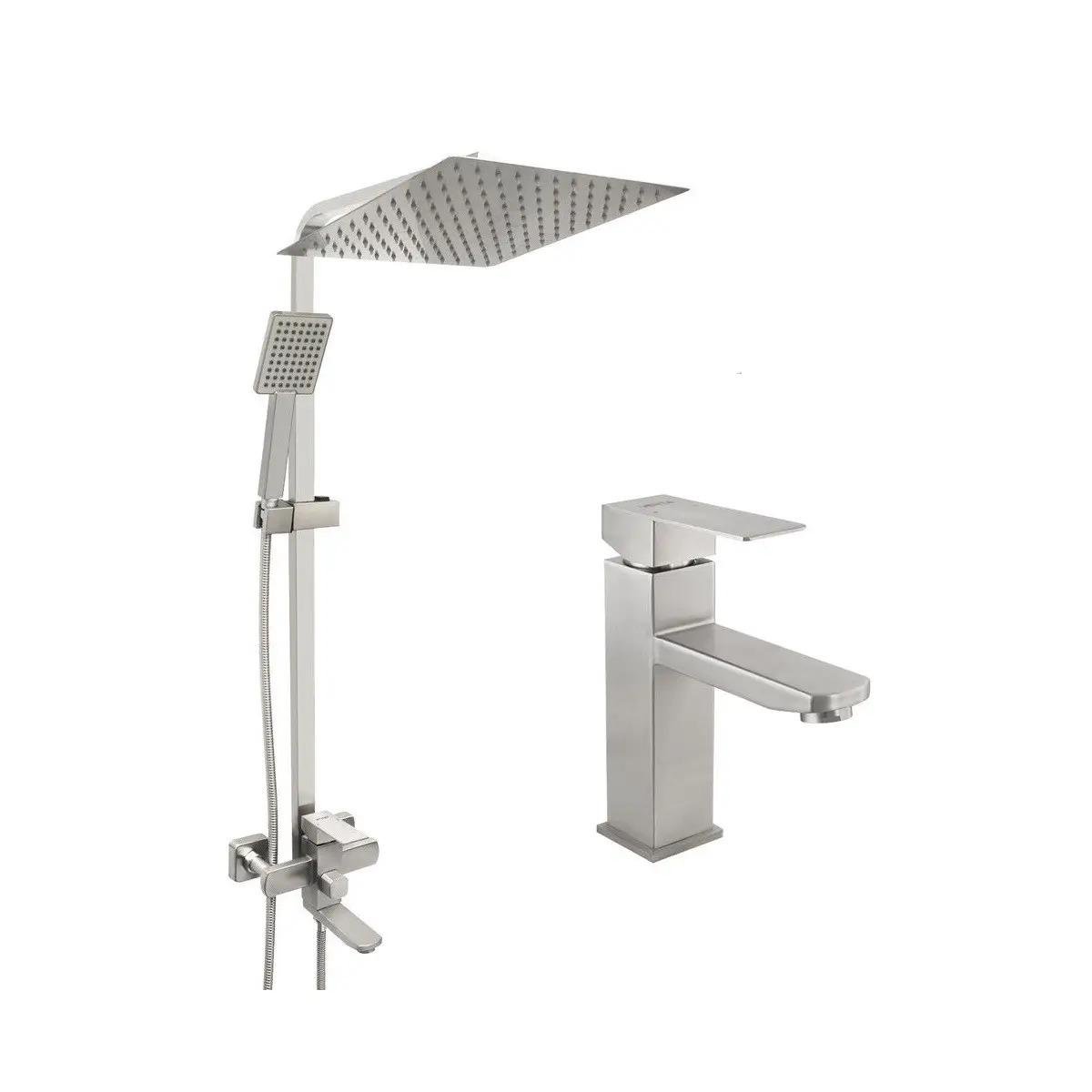 Душова система та змішувач на умивальник з нержавіючої сталі Venta NKS 007 сатин квадратний (28444862)