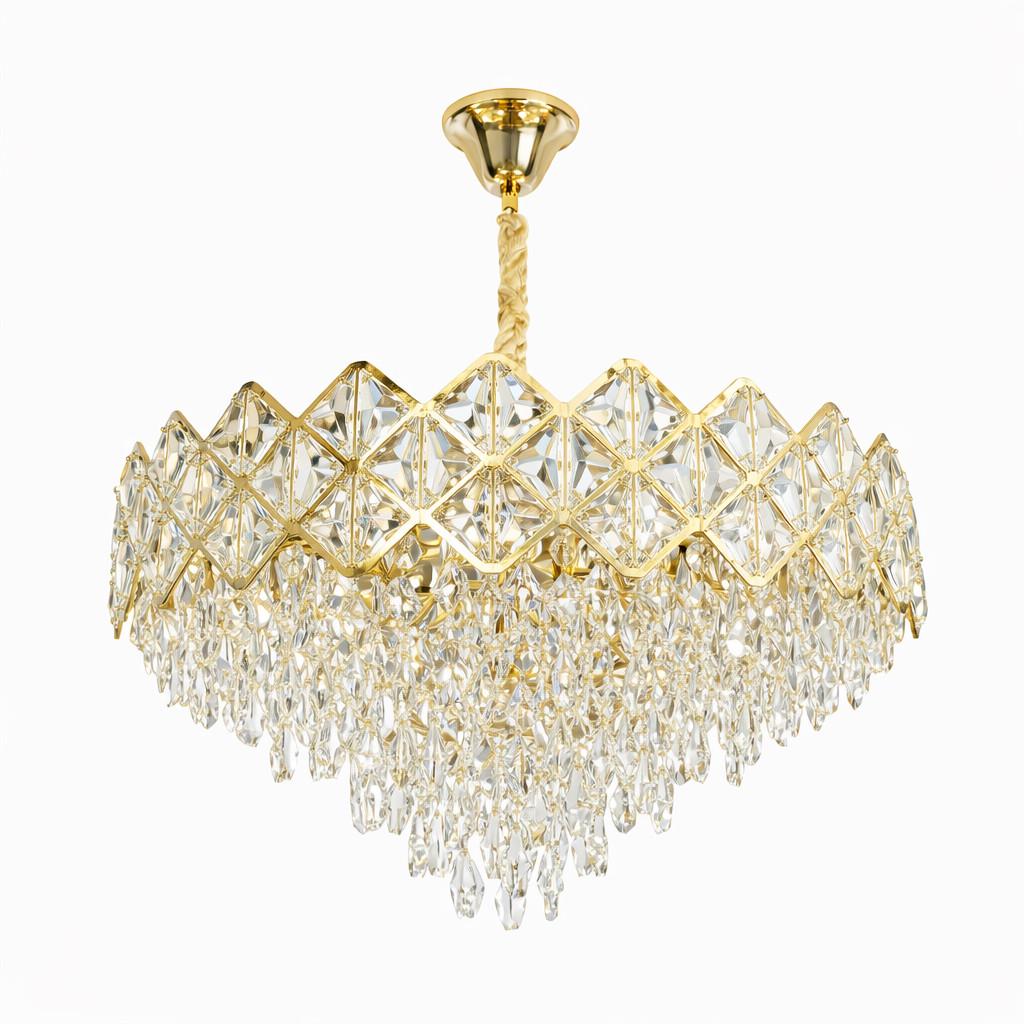 Люстра підвісна кришталева GD 8131-500 на 9 ламп Золотий (32084278) Люстра підвісна кришталева GD 8131-500 на 9 ламп Золотий (32084278)