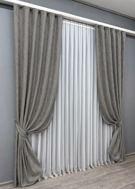Тканина для штор льон Pavliani Сірий (1665ш) - фото 3