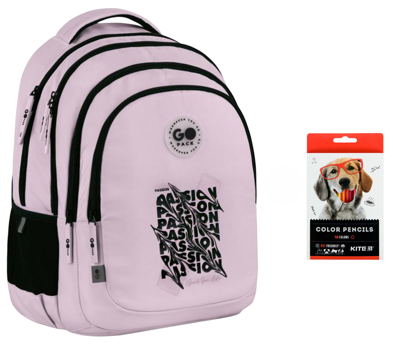 Рюкзак школьный GoPack Teens GO26-162L-2 и карандаши KITE 18 цветов (2905030987)