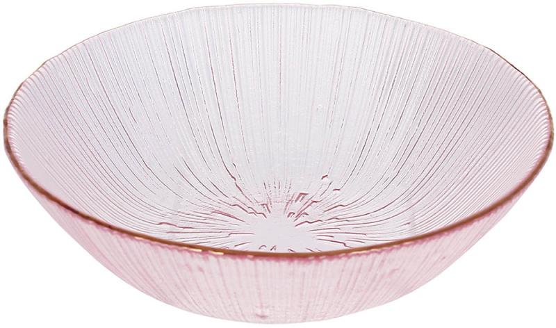 Салатник стеклянный Fleur 17 см 0,5л Розовый с золотой каймой Салатник стеклянный Fleur 17 см 0,5л Розовый с золотой каймой
