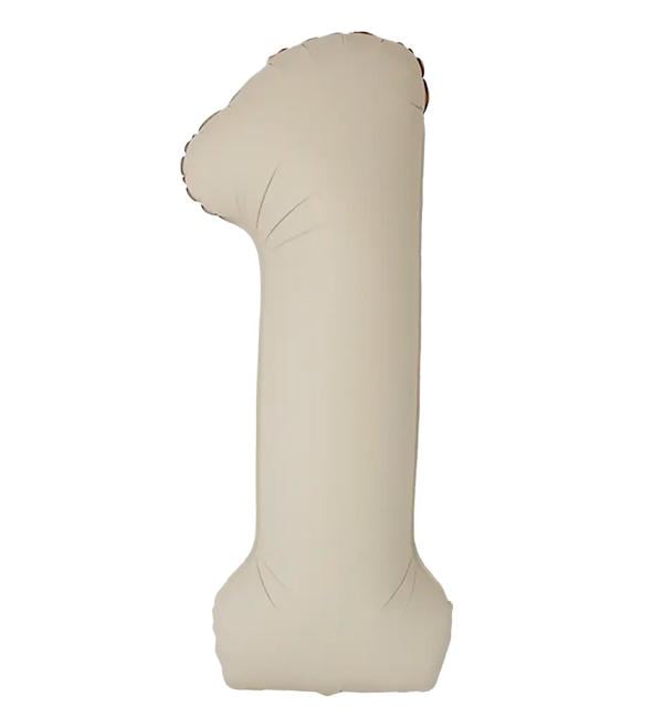 Воздушный шар Slim Flexmetal Цифра «1» 1 м Кремовый сатин (10534)