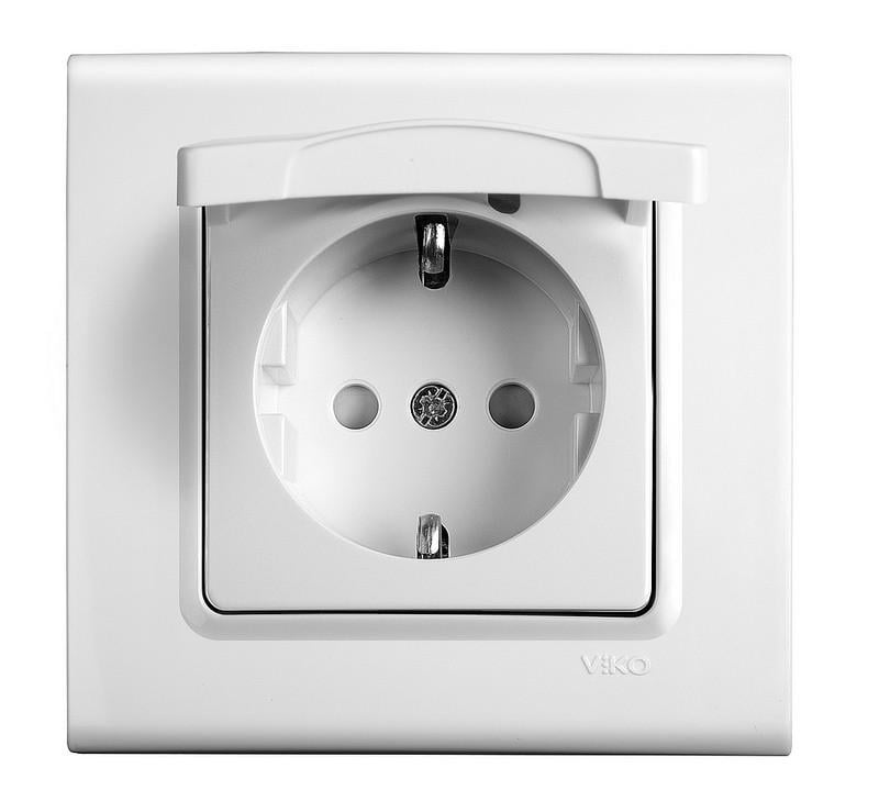 Розетка с заземлением Viko Linnera и крышкой Белый (90400012)