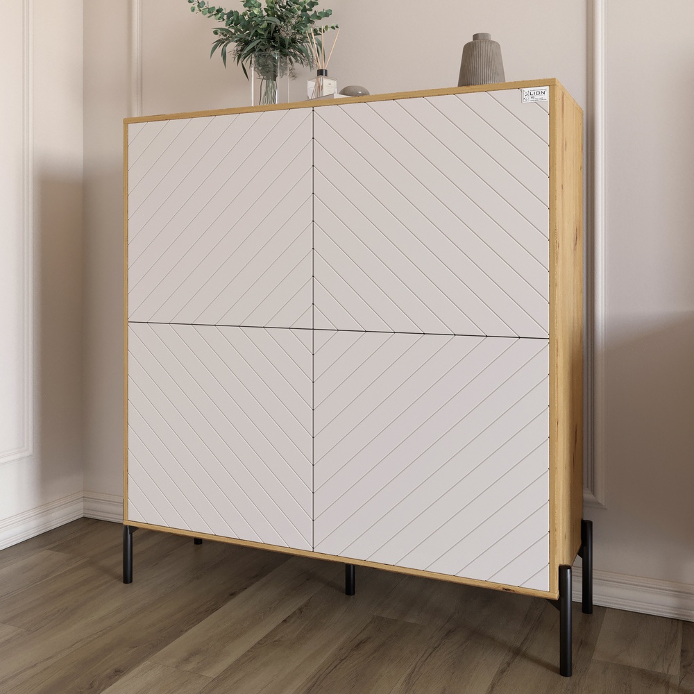 Комод-пенал Lion Амарант 114x40x126,5 см Дуб Артизан/Белый (LION-042017)