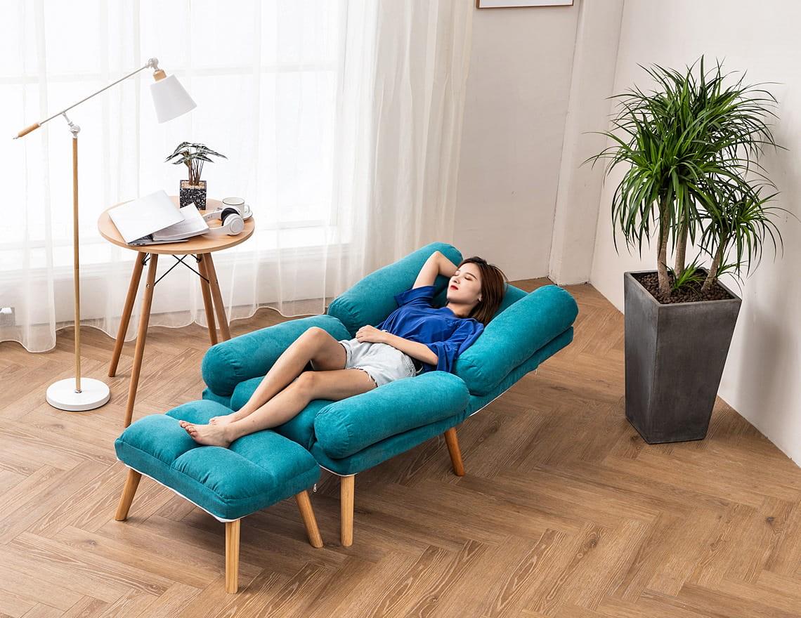 Розкладне крісло для відпочинку Uszak Dior з підставкою для ніг Блакитний - фото 3