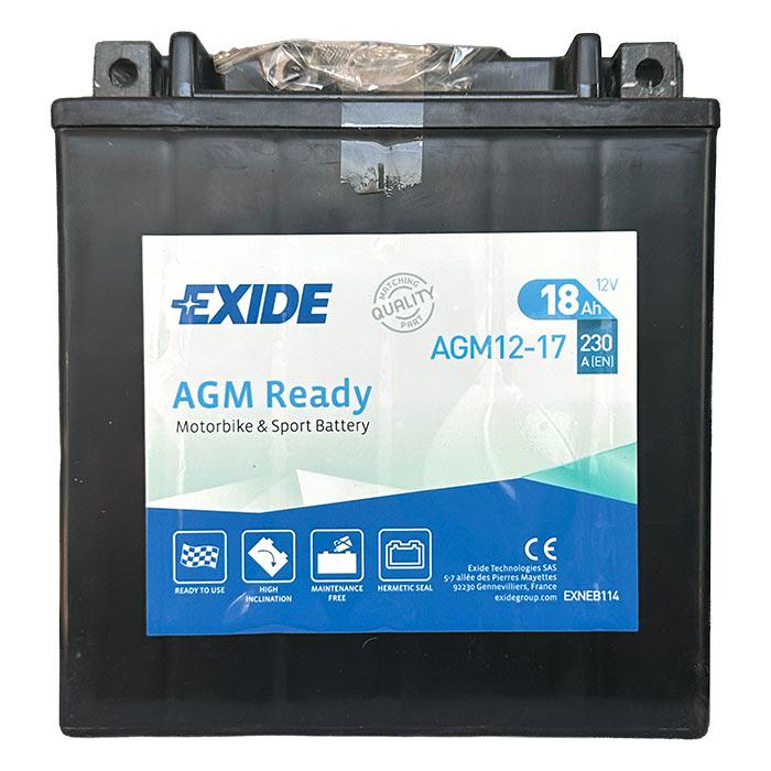 Мото аккумулятор EXIDE Ready AGM 6СТ-18Ah Аз 230А EN (AGM12-17)