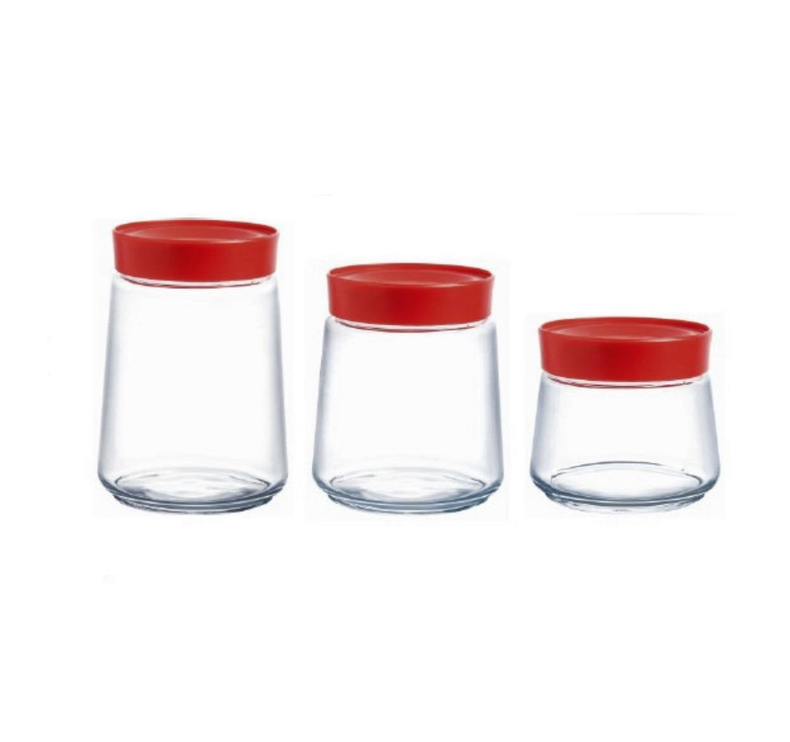 Набор банок для сыпучих Luminarc Q6641 Jar Swing 3 шт. с красной крышкой