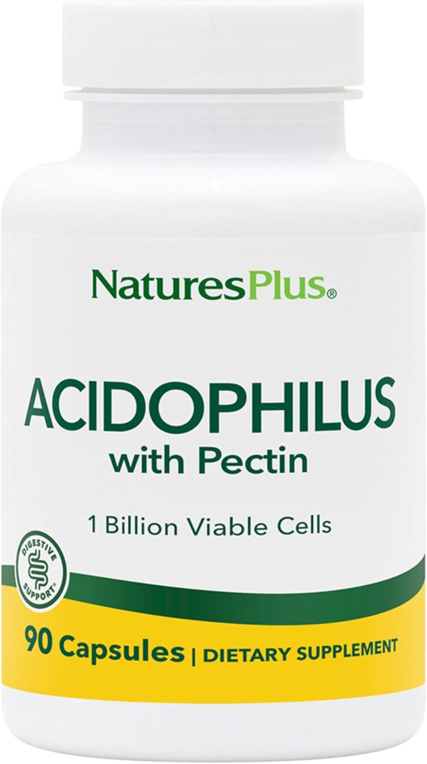 Пробиотики и пребиотики Nature's Plus Acidophilus with Pectin 90 капсул - фото 1