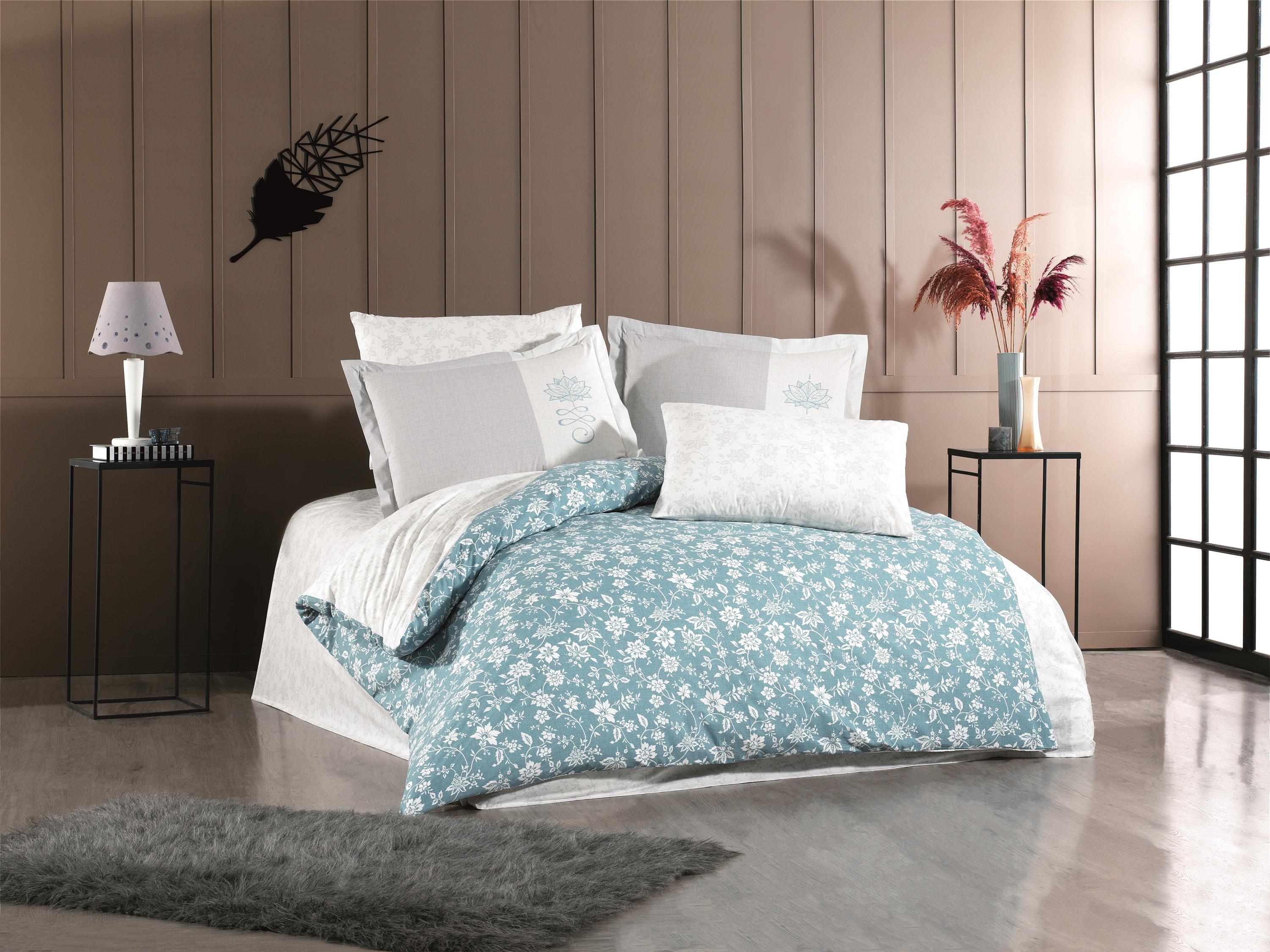 Комплект постельного белья Hobby Poplin Carmen 200х220 см Бирюзовый (8698499164253)