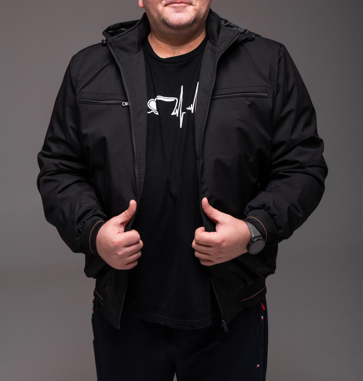 Ветровка мужская демисезонная батал р. 68 Черный (2428/4) - фото 6