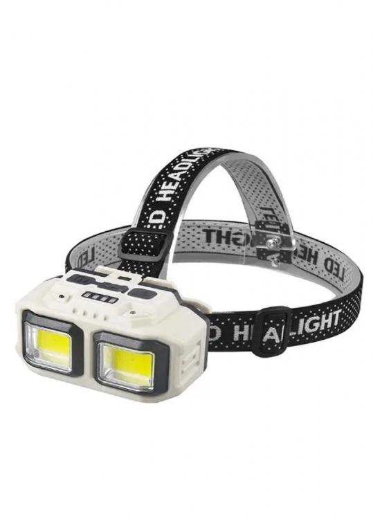 Фонарь налобный аккумуляторный XPG+COB LED красный свет White (128122)