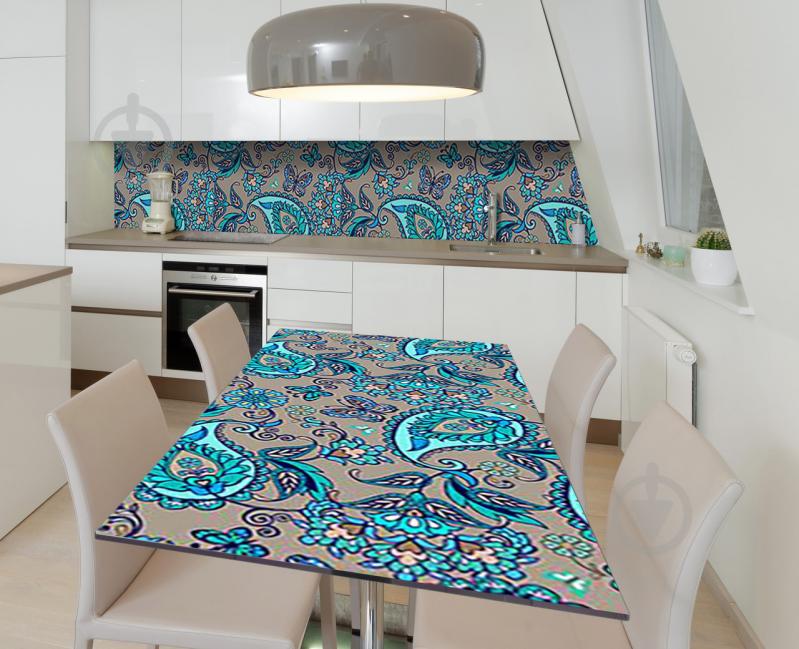 Наклейка 3Д виниловая на стол Zatarga «Бирюзовое полотно» 600х1200 мм для домов, квартир, столов, кофейн, кафе